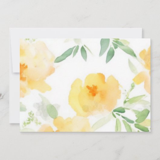 Elegant geel perzik sinaasappel waterverf floraal kaart (Voorkant)