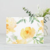Elegant geel perzik sinaasappel waterverf floraal kaart (Staand voorkant)