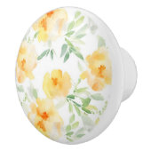 Elegant geel perzik sinaasappel waterverf floraal keramische knop (Rechts)