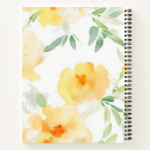 Elegant geel perzik sinaasappel waterverf floraal notitieboek (Achterkant)