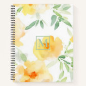 Elegant geel perzik sinaasappel waterverf floraal notitieboek (Voorkant)