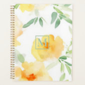 Elegant geel perzik sinaasappel waterverf floraal planner (Voorkant)