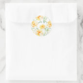 Elegant geel perzik sinaasappel waterverf floraal ronde sticker (Tas)