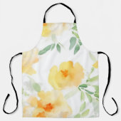 Elegant geel perzik sinaasappel waterverf floraal schort (Voorkant)