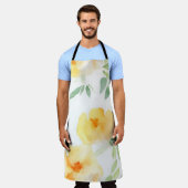 Elegant geel perzik sinaasappel waterverf floraal schort (Gedragen)