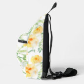 Elegant geel perzik sinaasappel waterverf floraal sling bag (Rechts)