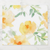 Elegant geel perzik sinaasappel waterverf floraal sparkling wijnetiket (Enkel label)