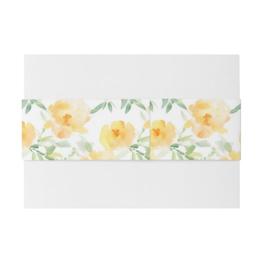 Elegant geel perzik sinaasappel waterverf floraal uitnodigingen wikkel (Achterkant Voorbeeld)