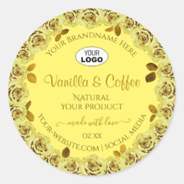 Elegant geel product Labels bloeiende Rozen Logo
