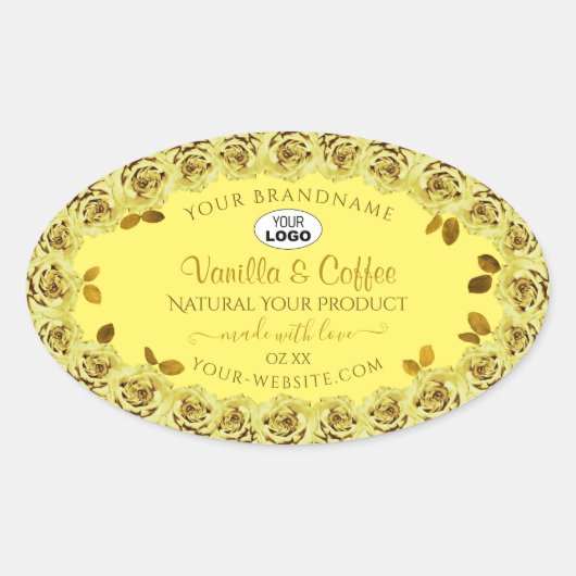 Elegant geel product Labels bloeiende Rozen Logo (Voorkant)