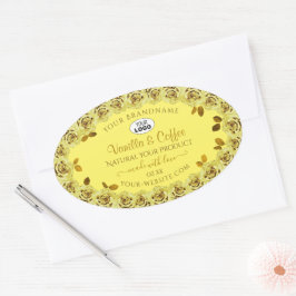 Elegant geel product Labels bloeiende Rozen Logo