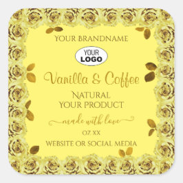 Elegant geel product Labels bloeiende Rozen Logo