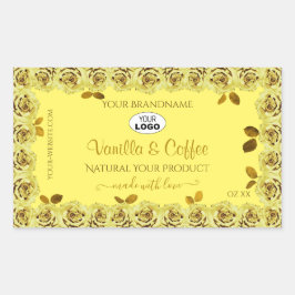 Elegant geel product Labels bloeiende Rozen Logo