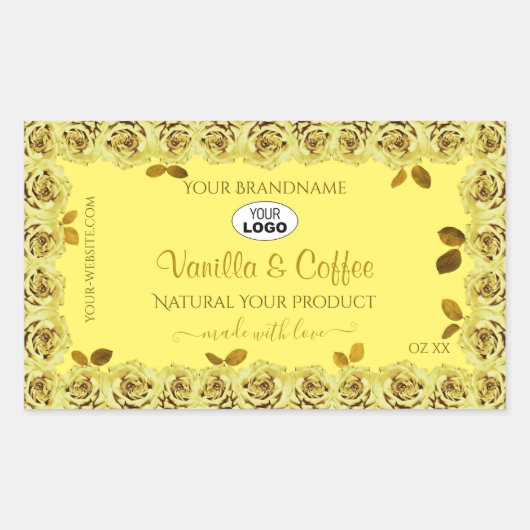 Elegant geel product Labels bloeiende Rozen Logo (Voorkant)