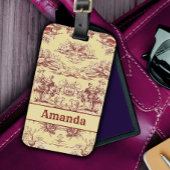 Elegant  geel rood meer toile de jouy bagagelabel