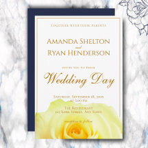 Elegant Geel Roos Script Bloem Bruiloft