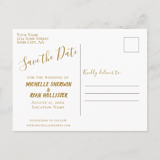 Elegant Geel Rose Bruiloft Save the Date Aankondigingskaart (Achterkant)