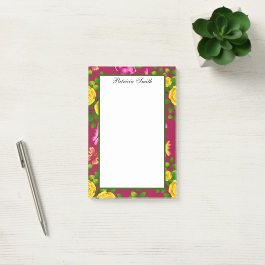 Elegant geel, roze en Paars Roos Post-it® Notes (Kantoor)
