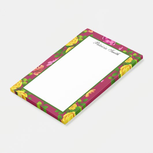 Elegant geel, roze en Paars Roos Post-it® Notes (Schuin)