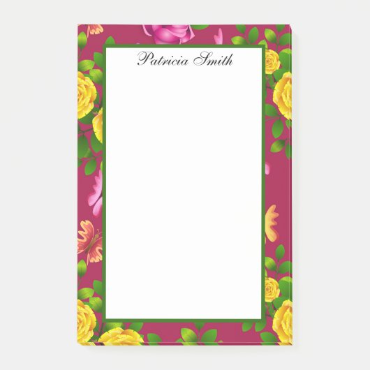 Elegant geel, roze en Paars Roos Post-it® Notes (Voorkant)