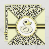 Elegant Geel Rubber Eend Baby shower Kaart (Voorkant / Achterkant)