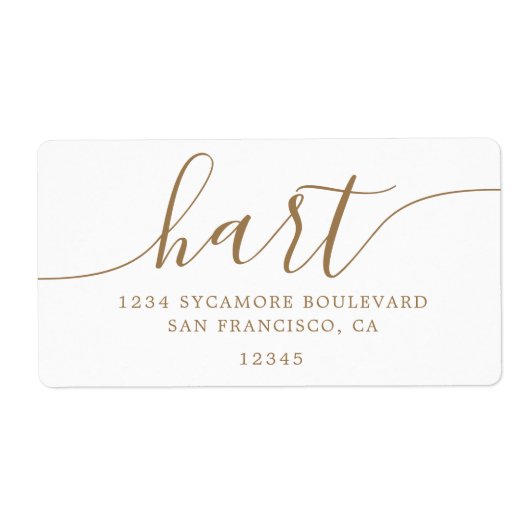 Elegant Geel Schrift Adres Familie Etiket (Voorkant)