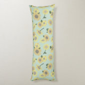 Elegant geel Sinaasappel blauw zonnebloemen Lichaamskussen (Achterkant (Verticaal))