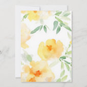 Elegant geel sinaasappel waterverf bloemenbruiloft kaart (Achterkant)