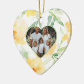 Elegant geel sinaasappel waterverf familiefoto keramisch ornament (Links)