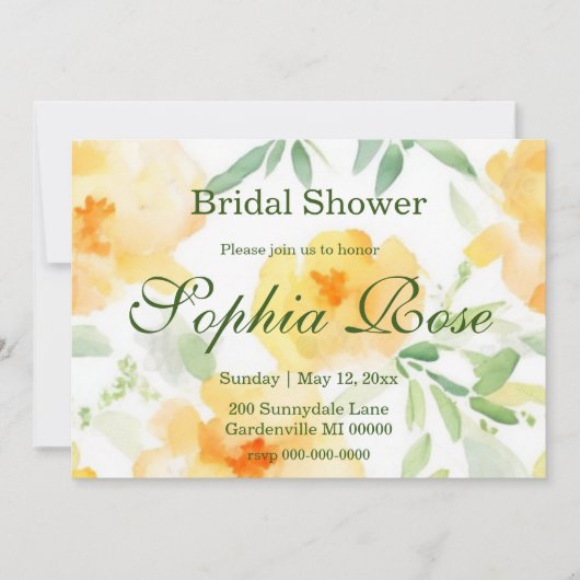 Elegant geel sinaasappel waterverf vrijgezellenfee kaart (Voorkant)