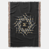 Elegant geel ster driehoek patroon Monogram Deken (Voorkant Verticaal)