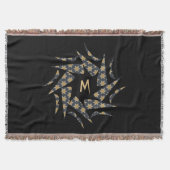 Elegant geel ster driehoek patroon Monogram Deken (Voorkant)