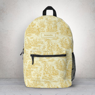 Elegant  geel toile de jouy bedrukte rugzak