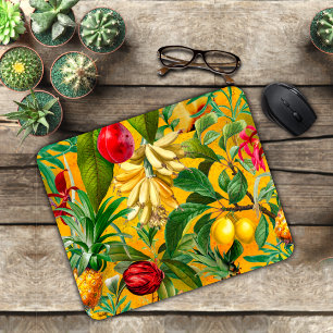 Elegant Geel Tropisch Botanisch Fruitpatroon Muismat
