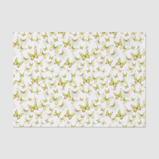 Elegant Geel Vlinder Patroon Tissuepapier (Voorkant)