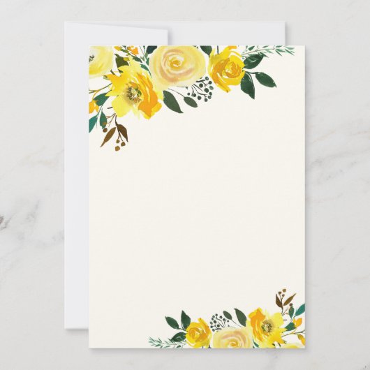 Elegant Geel Waterverf Bloemen 50ste Verjaardag Kaart (Achterkant)