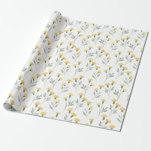 Elegant Geel Waterverf Bloemen Bloesem Patroon Cadeaupapier