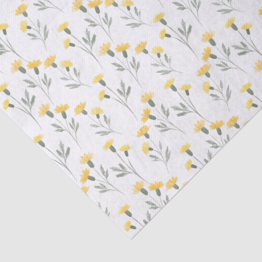 Elegant geel Waterverf bloemenbloesempatroon Tissuepapier (Detail)