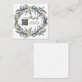 Elegant geel waterverf rozen lavendel RSVP QR Informatiekaartje (Voorkant / Achterkant)