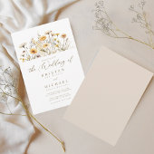 Elegant Geel Waterverf Wildflower Bruiloft Kaart
