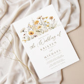 Elegant Geel Waterverf Wildflower Bruiloft Kaart