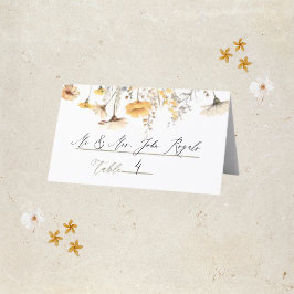 Elegant Geel Waterverf Wildflower Bruiloft Plaatskaartje