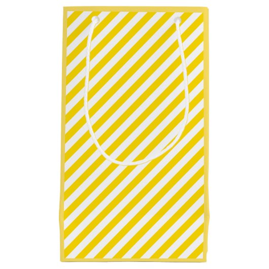 Elegant Geel Wit Striped Chic Sjabloon Moderne Klein Cadeauzakje (Voorkant)