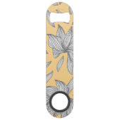 Elegant Geel Zilver Glitter Bloemenlijn Art Speed Flessenopener (Achterkant)