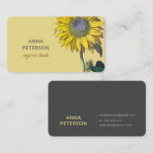 Elegant Geel Zonnebloem Beige Grijs Visitekaartje (Voorkant / Achterkant)