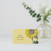 Elegant  Geel Zonnebloem Beige Grijs Visitekaartje (Staand voorkant)