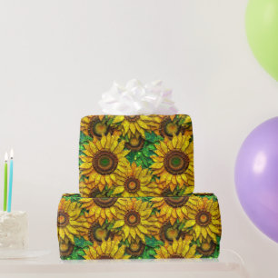 Elegant Geel Zonnebloem Mozaïek Glas Patroon Cadeaupapier