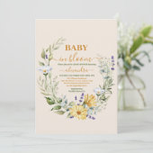 Elegant geel zonnebloem zonnig Baby shower Kaart (Staand voorkant)