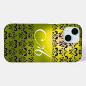 ELEGANT GEEL ZWARTE DAMASKMONOGRAM Case-Mate iPhone CASE (Achterkant (horizontaal))