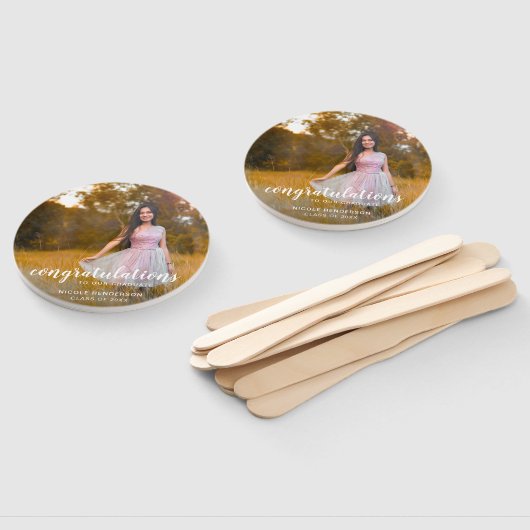 Elegant Gefeliciteerd Afstudeerder Foto Afstuderen Handwaaier (Niet-gemonteerd)